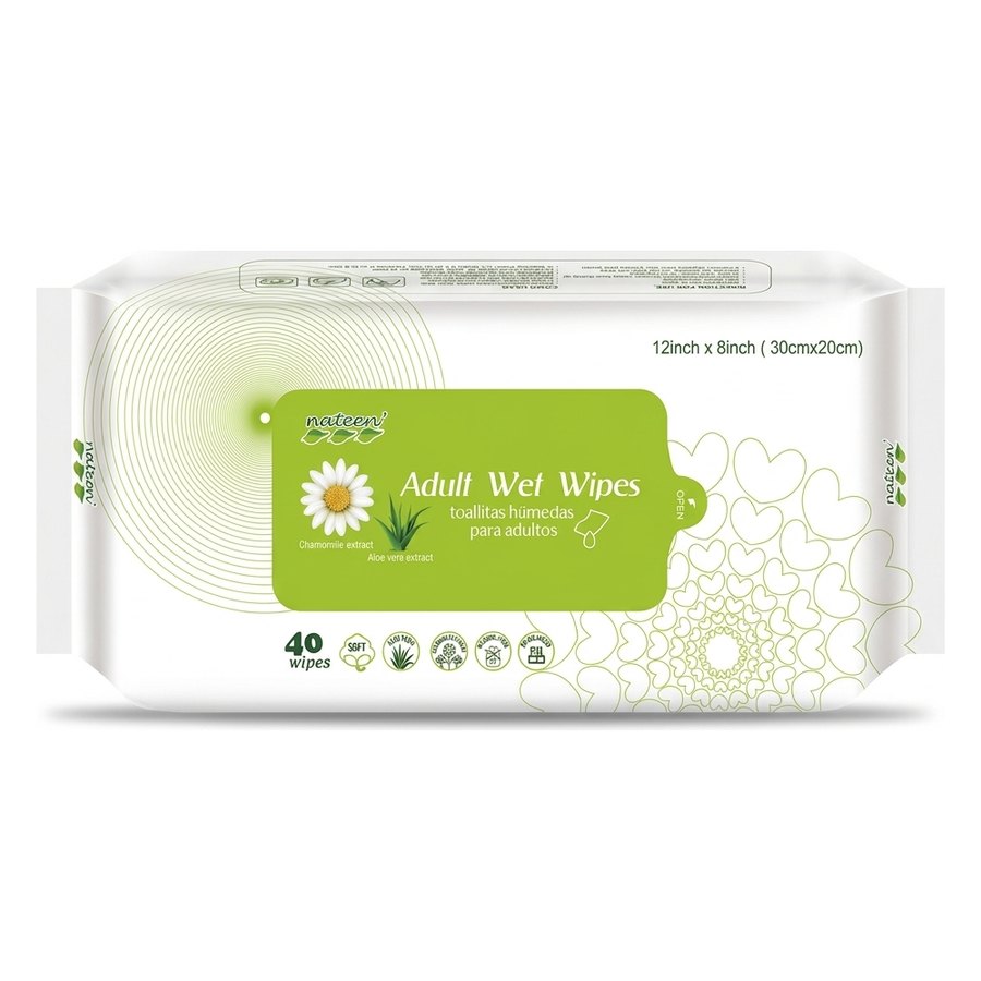 Nateen Adult wet wipes 40 · chamomile & aloe, no lid